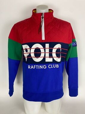 Polo by Ralph Lauren Red, Blue & Green Colorblock Quarter-Zip Pullover men’s L